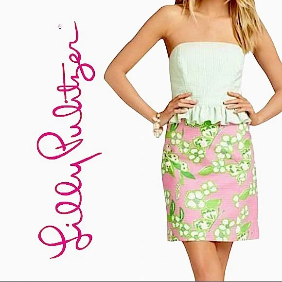 Lilly Pulitzer Peplum Seersucker Lowe Dress - Picture 1 of 6